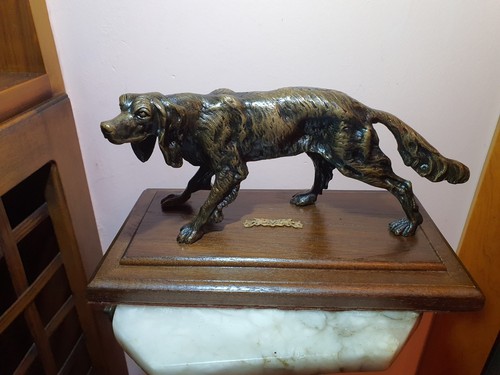 Antica scultura bronzo cane - scultura, in